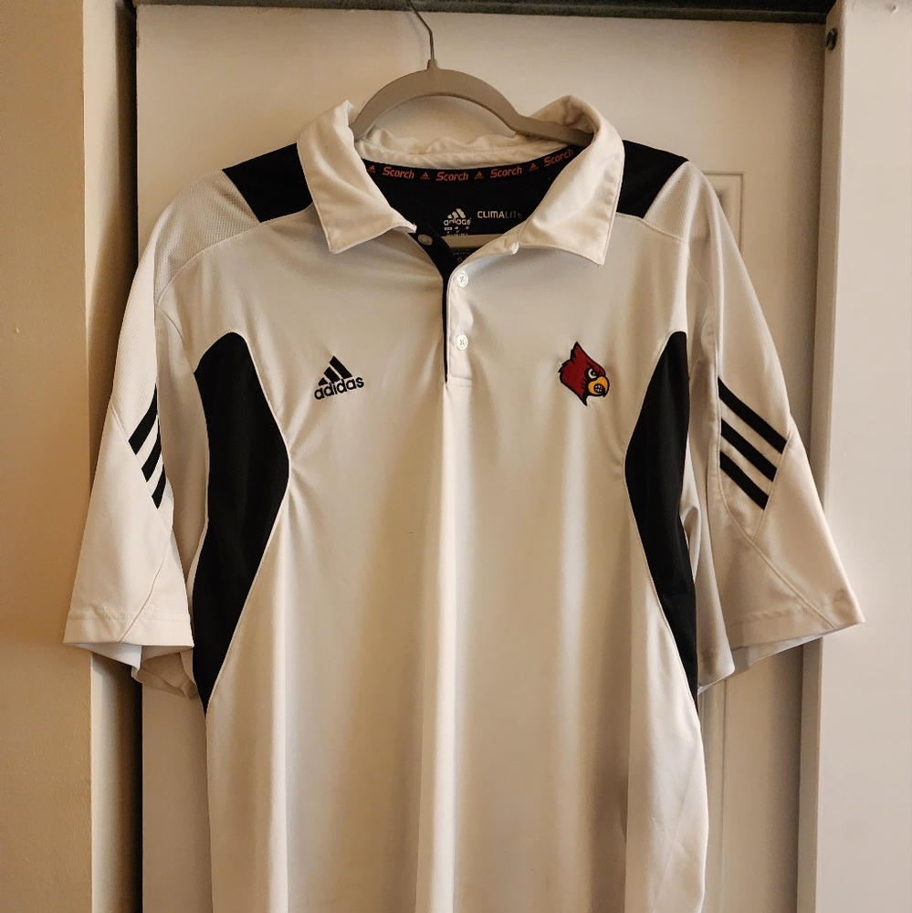Adidas White and Black Polo Shirt Performance Fabric